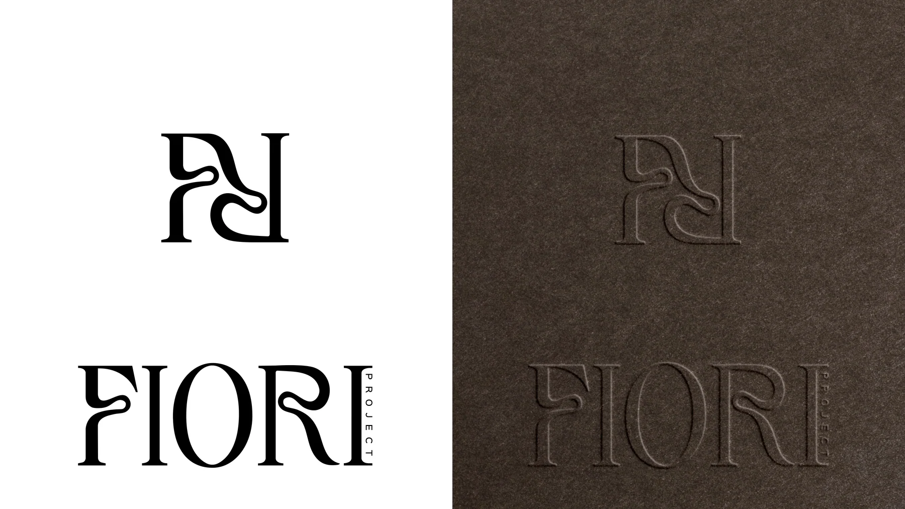 The Fiori monogram and wordmark, also blind-embossed in leather