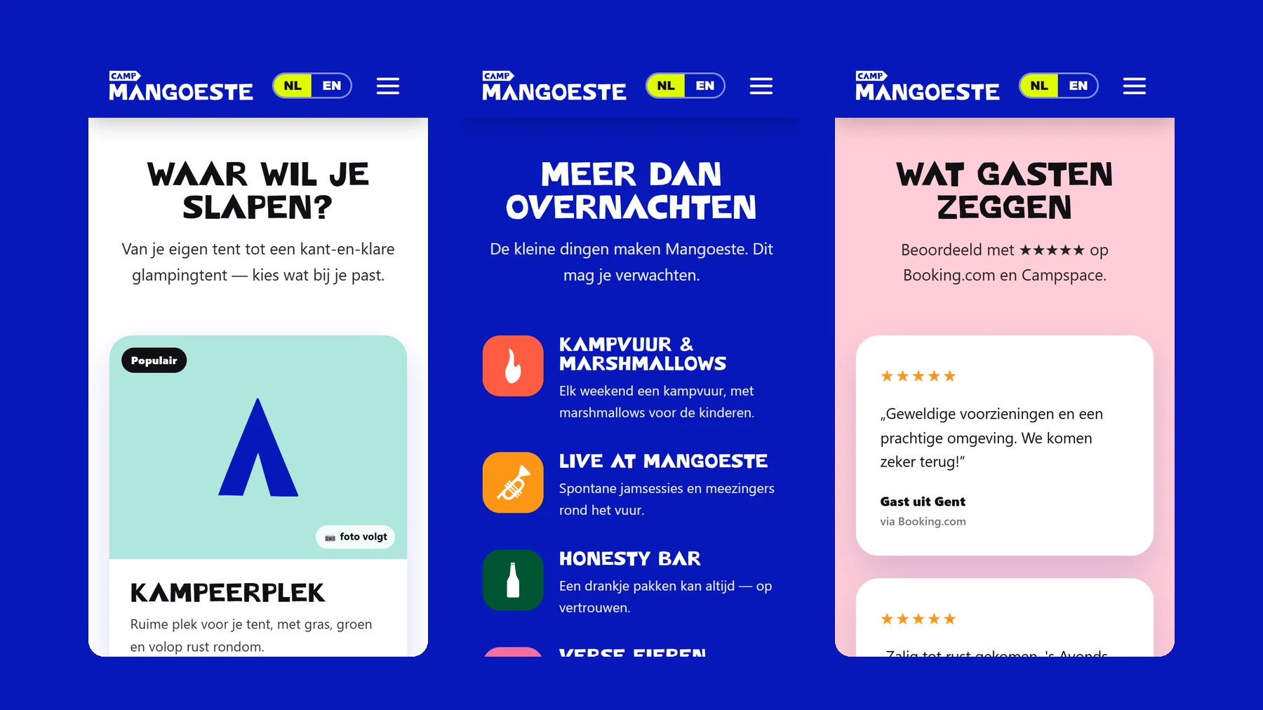 Drie mobiele schermen van Camp Mangoeste: de slaapplekken, de beleving en wat gasten zeggen