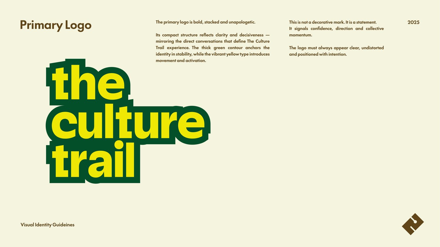 Logopagina uit het merkboek van The Culture Trail